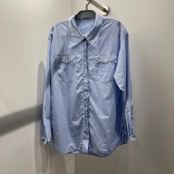 99新 MIU MIU/缪缪 1a053 细格纹长袖衬衫 38码 棉