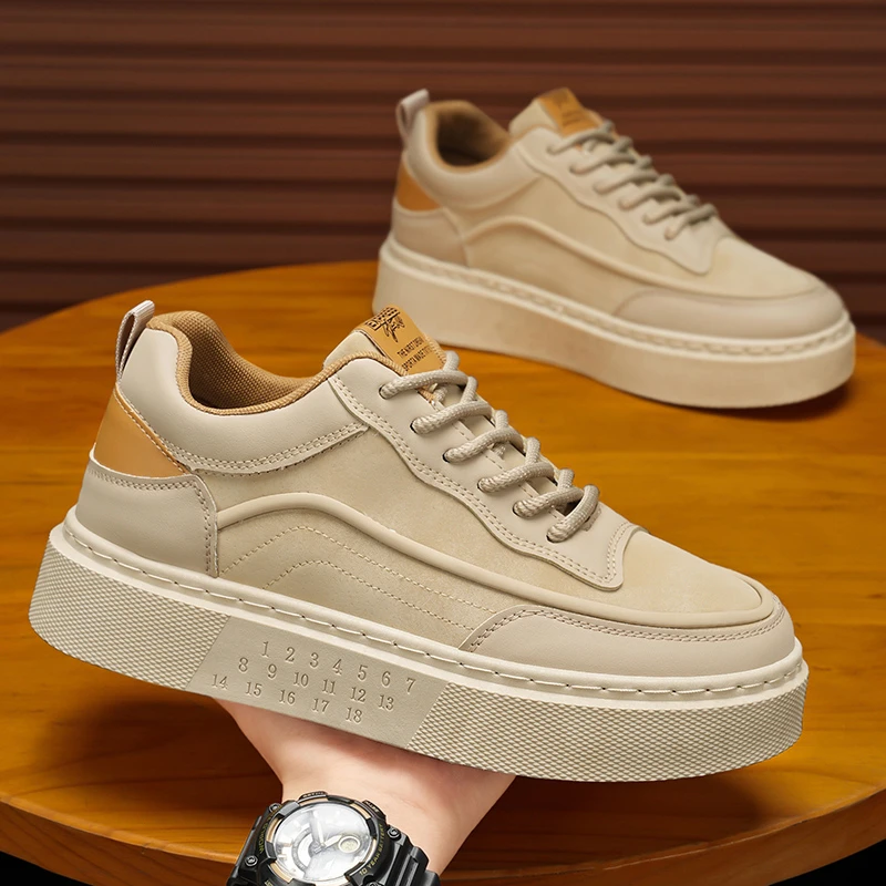 男鞋秋季新款潮流百搭板鞋子男款防滑厚底休闲鞋子