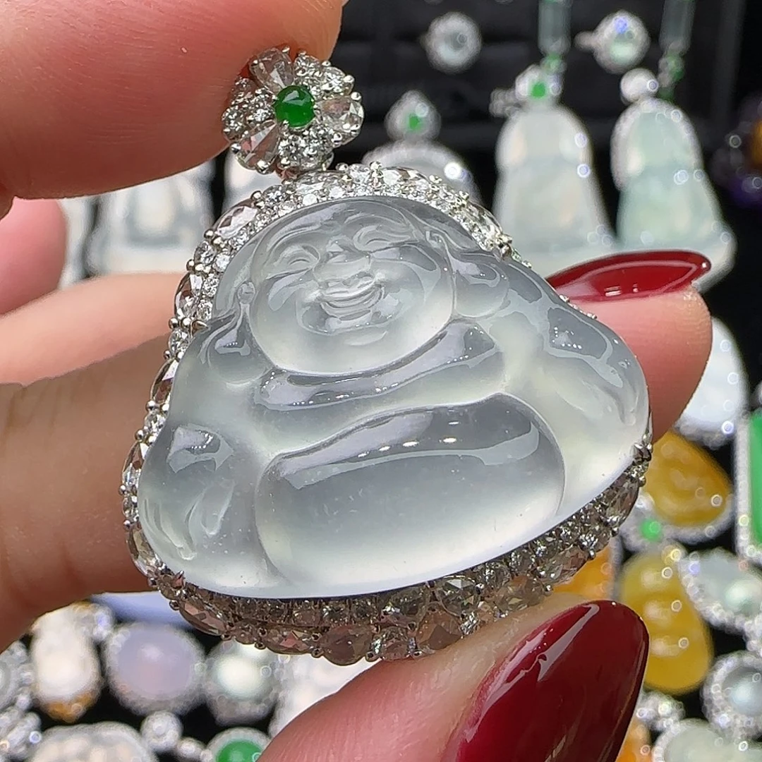 翡翠18K金镶嵌颈饰天然翡翠