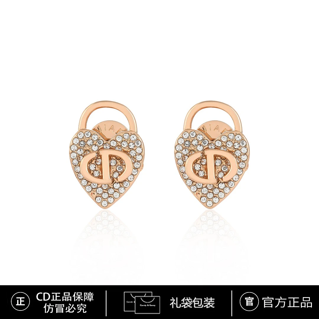 铜合金锆石耳饰 CNC精工锆石CD爱心气质轻奢时尚耳钉 3886