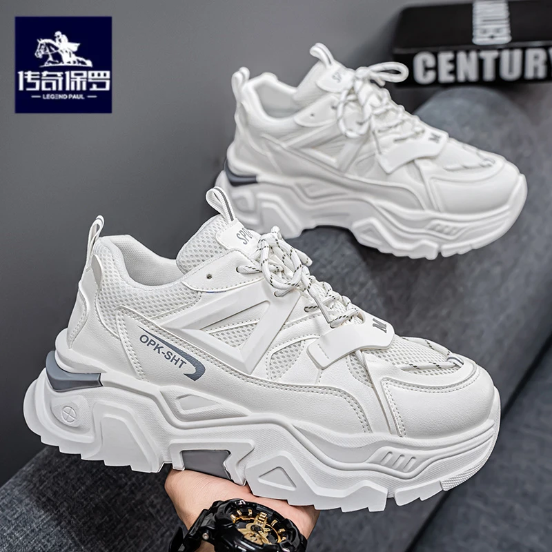 传奇保罗正版男鞋冬季高级感百搭休闲跑步运动男款内增高老爹潮鞋