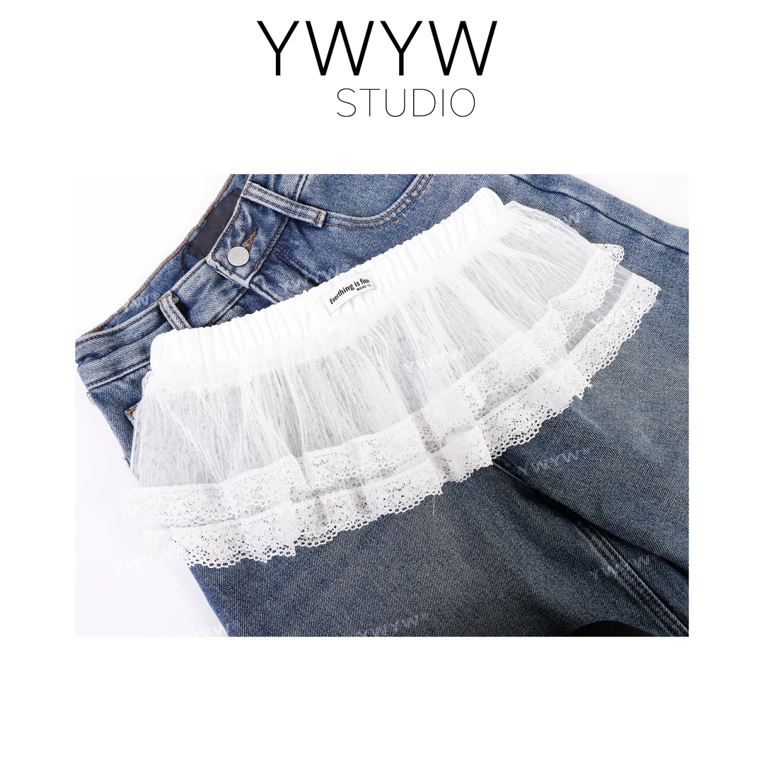 【YWYW时尚配饰系列】时尚百搭蕾丝双层花边弹力臀帘配饰3620