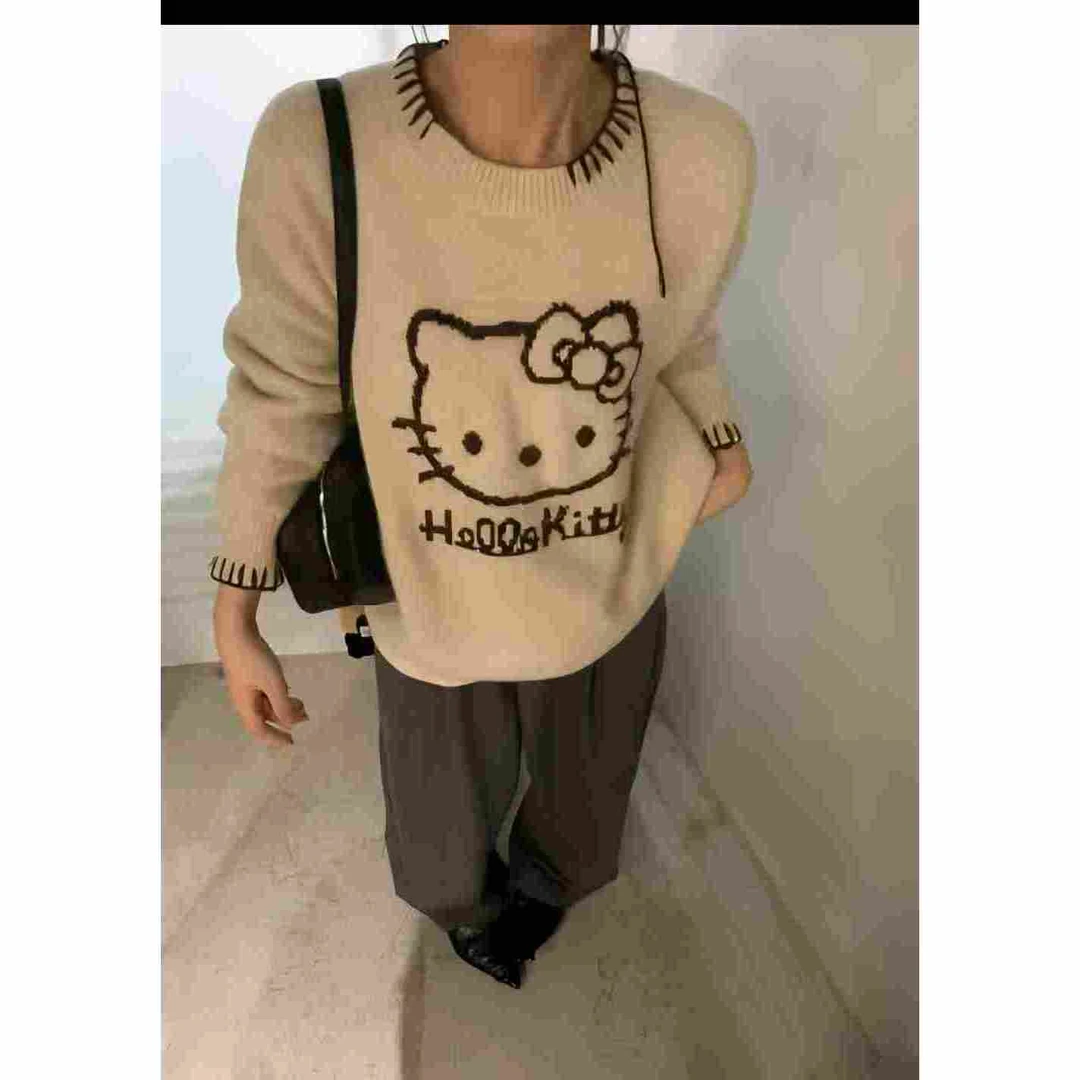 新款时尚百搭简约气质休闲小猫针织衫Z7328