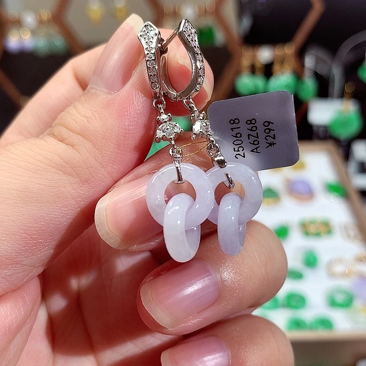 翡翠银S925镶嵌耳饰