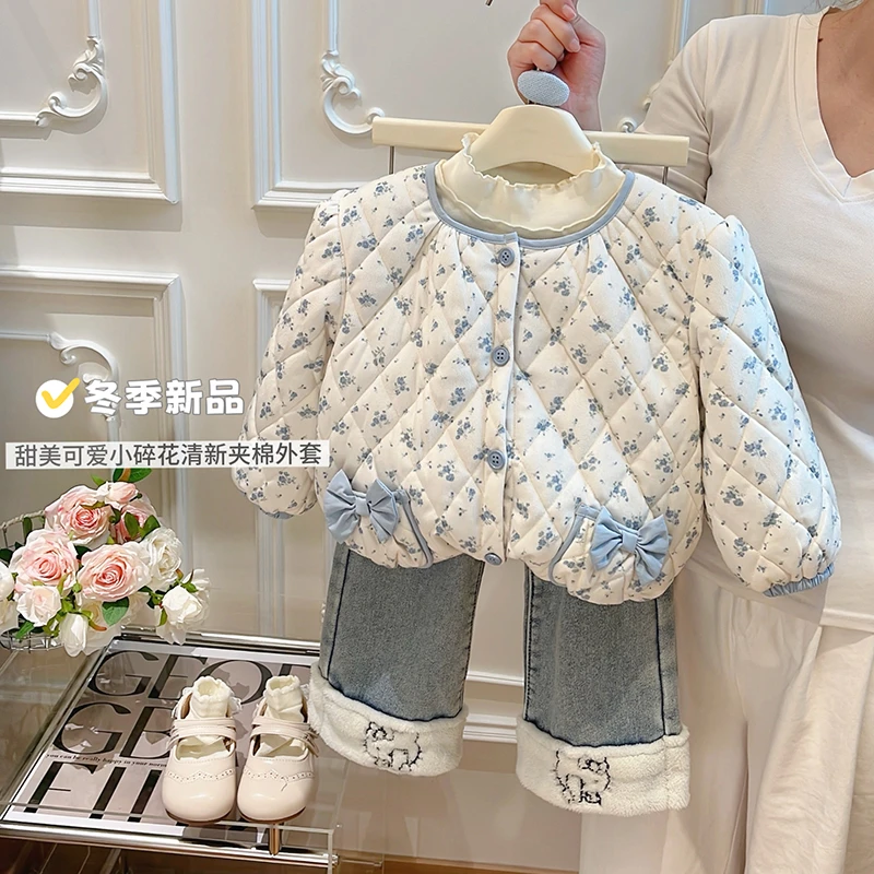 新款女童外套秋冬加绒加厚女宝宝洋气外出服儿童衣服休闲可爱童装
