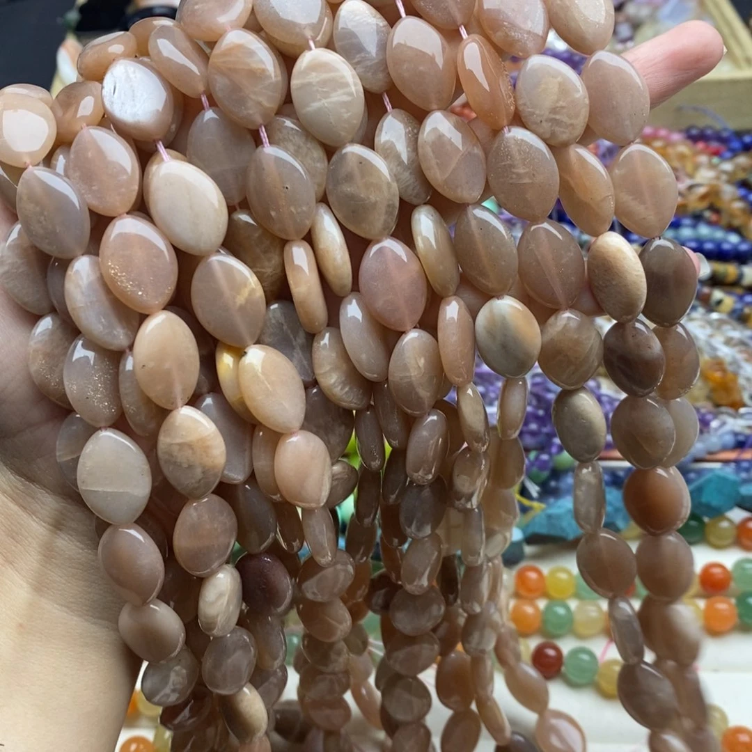 玛瑙/玉髓未镶嵌珠宝半成品一条纯天然太阳石猫眼珠13×18mm