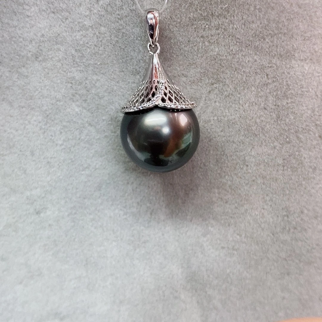 吊坠(不含链)银S925镶嵌海水珍珠14-15