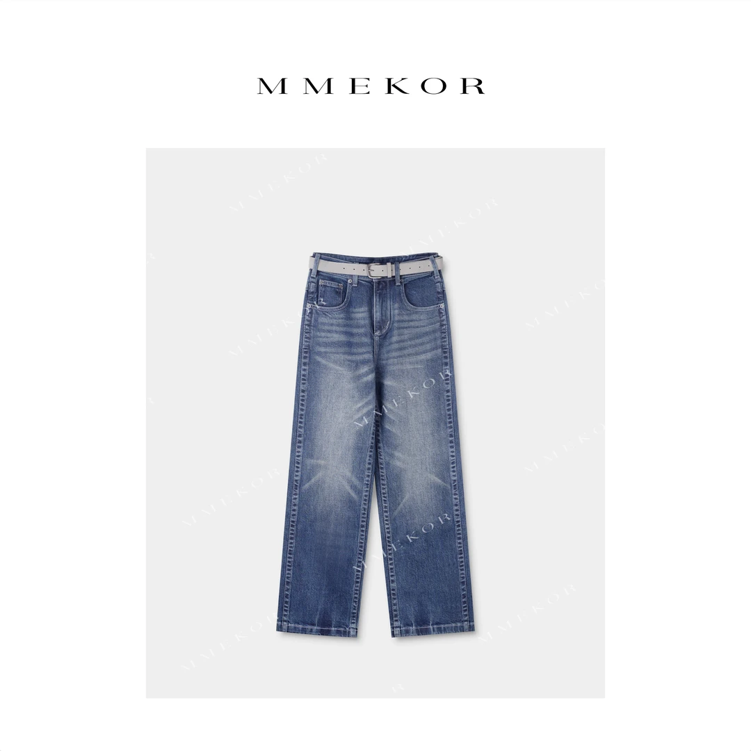 MMEKOR“腰约裤” 2025新款秋款普赛克丹宁时尚牛仔裤 50018