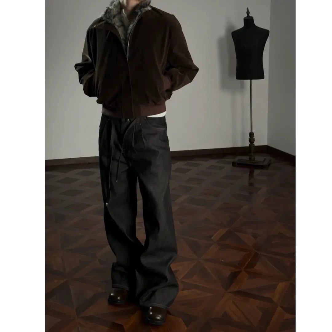 猎装狼王夹克PU皮座山雕正肩微廓斜门襟立领 差异化雕类单品