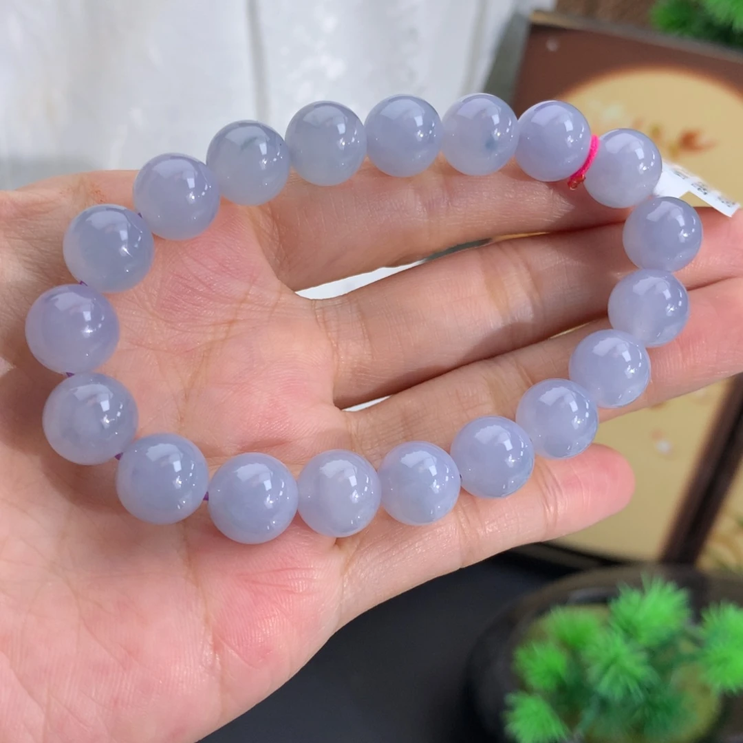 翡翠未镶嵌手串卡10胶润紫飘花手串