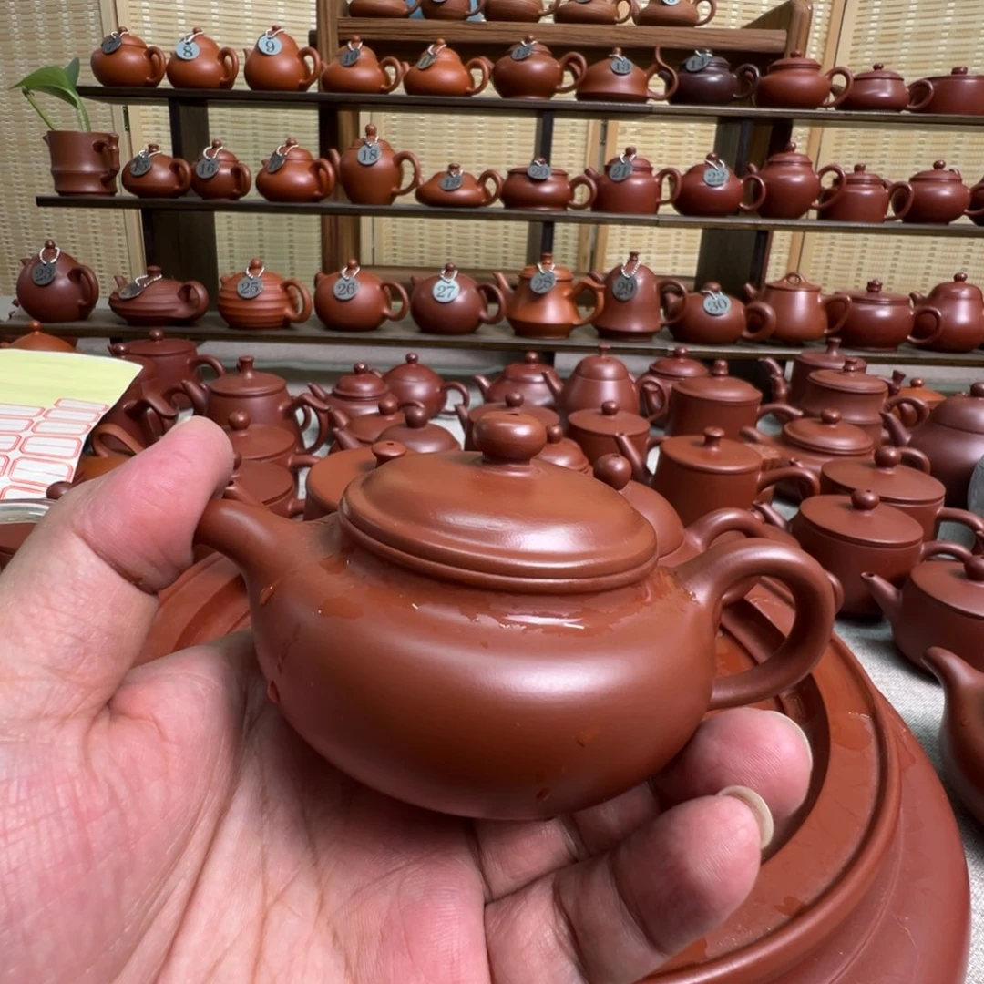 鱼***茶壶紫砂潮州手拉朱泥壶，微瑕不退换