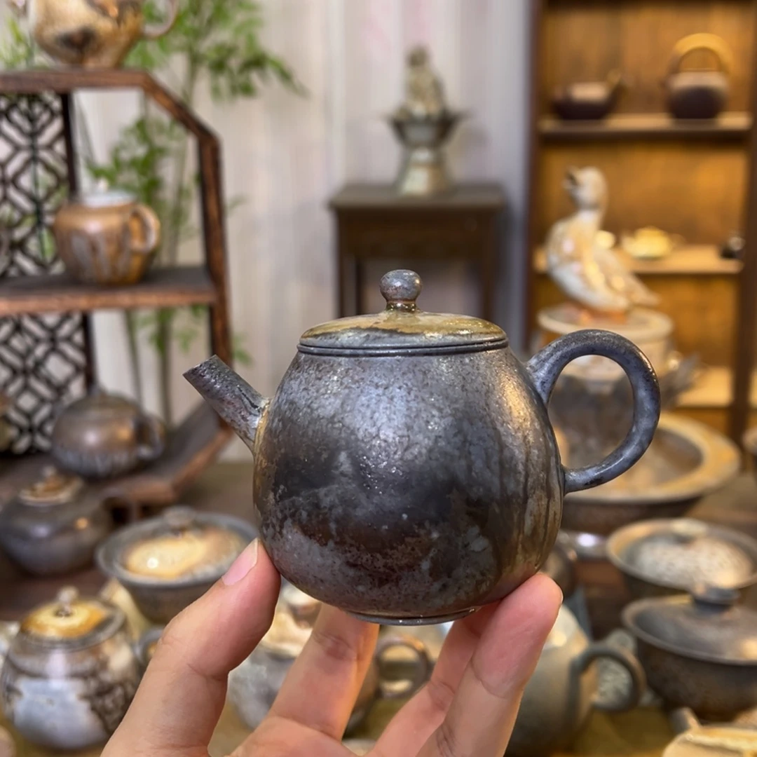 不染柴烧精品龙蛋壶