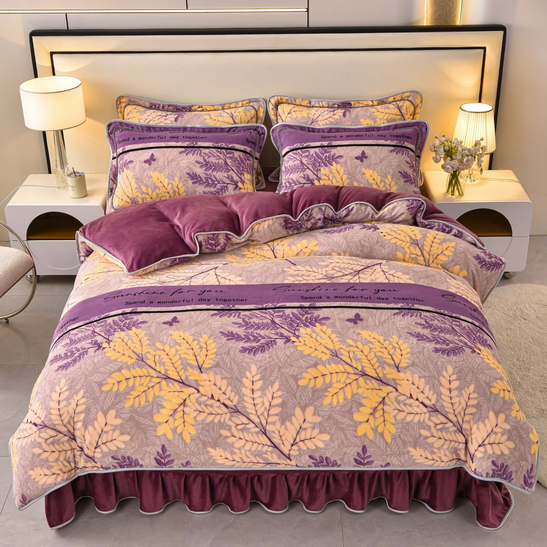 【暖梦巢】秋冬牛奶绒四件套双人加厚床品套件加绒秋冬防寒双面绒