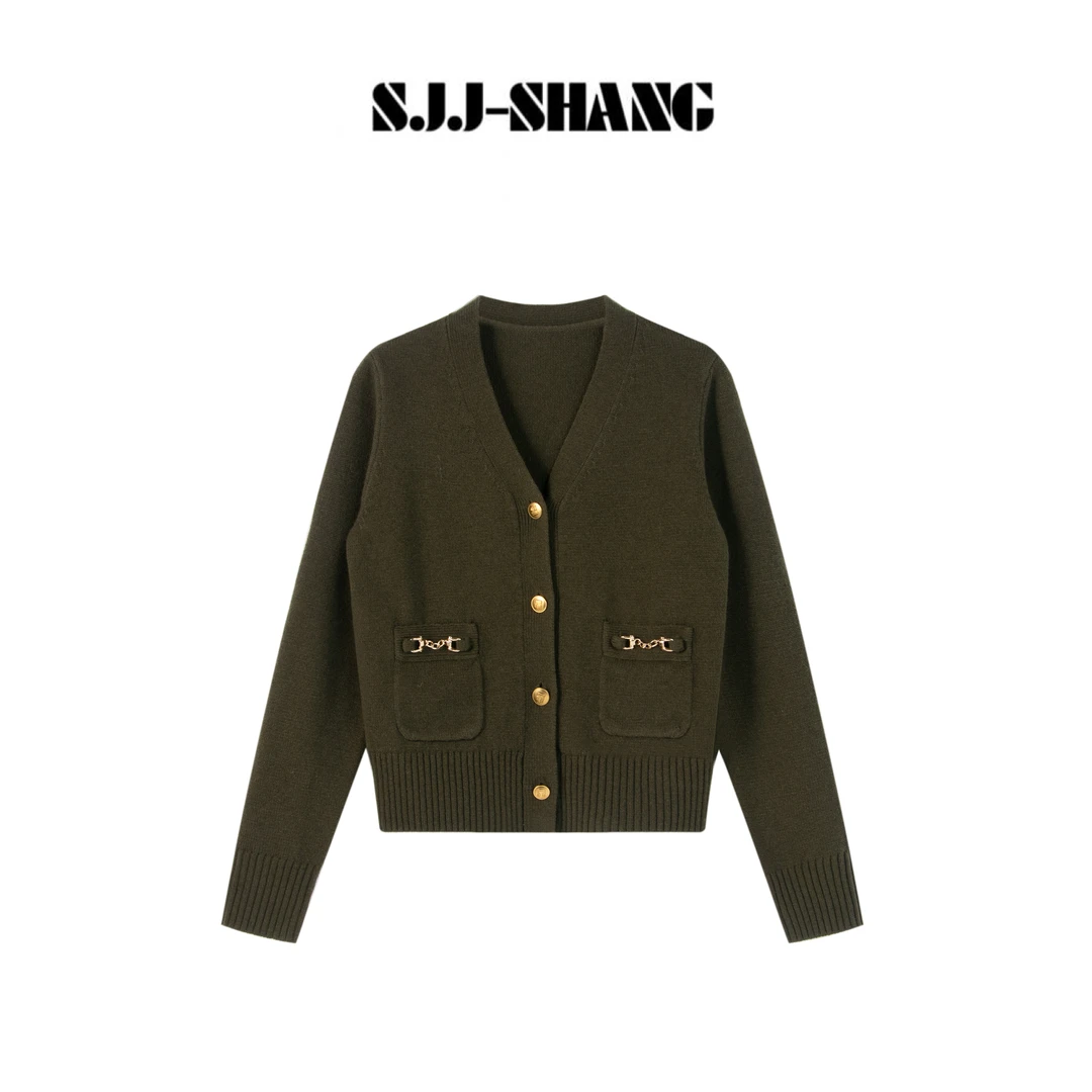 SJJ-SHANG【金链开衫】澳洲100%羊毛26针轻奢格调毛针织衫q135776p