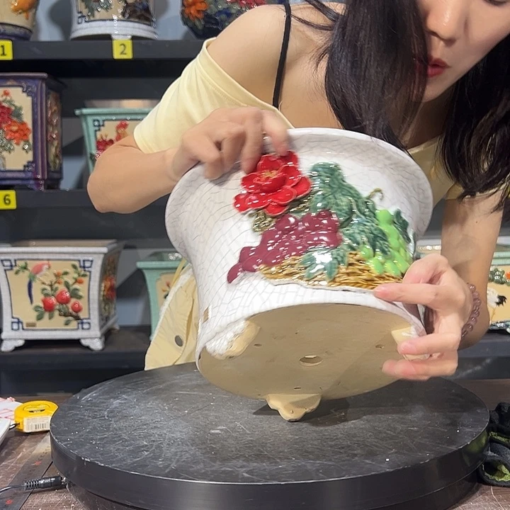 阳***角土陶瓷艺术石湾盆