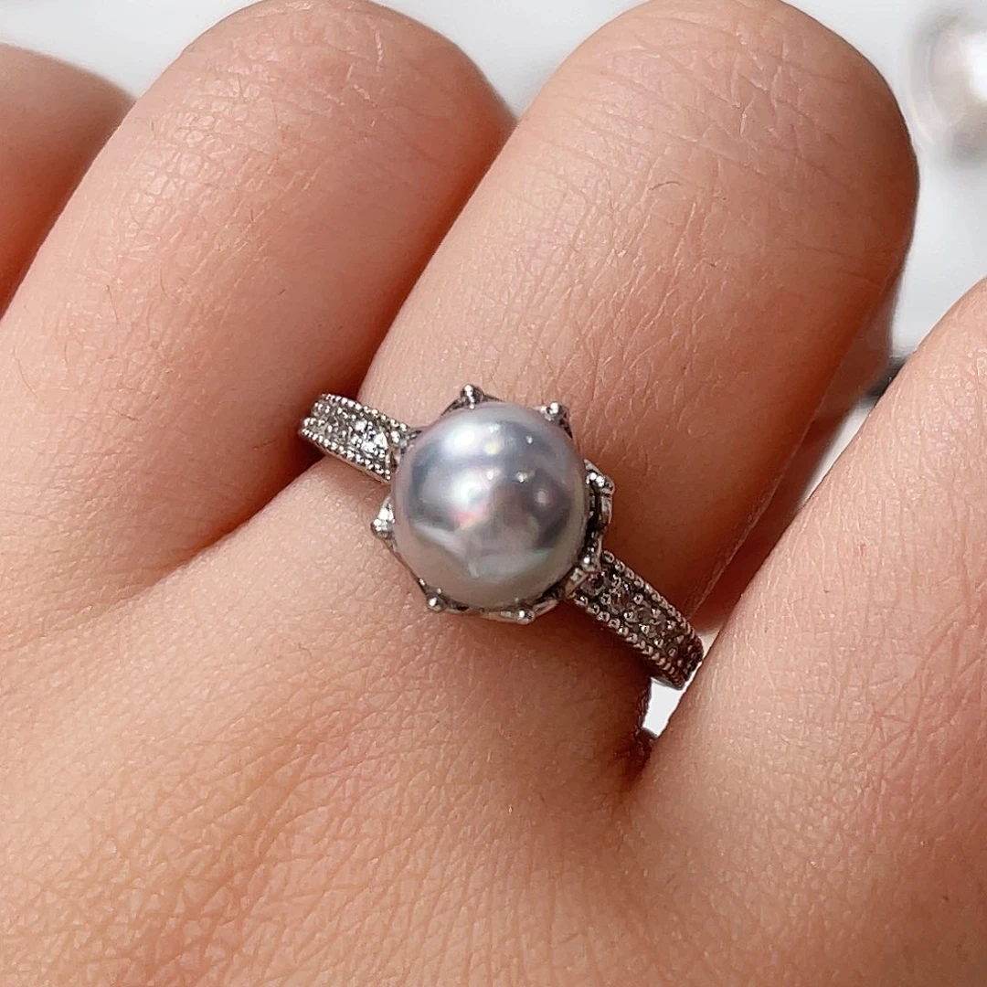 海水珍珠戒指银S925镶嵌