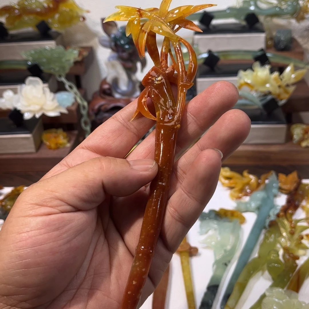 蛇纹石玉发簪合金就*灵