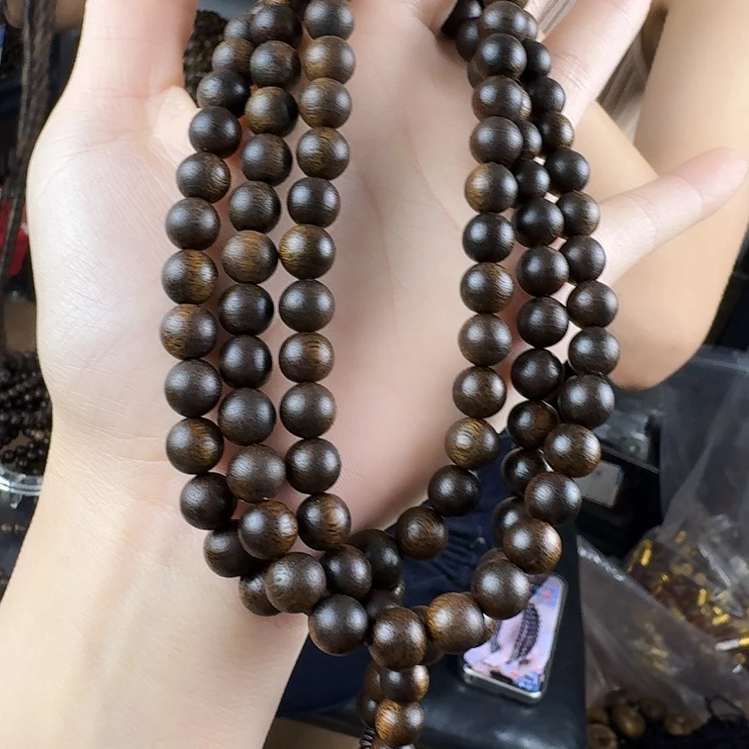 沉香香囊沉香芽庄紫棋圆珠多圈卡08发一沉水级