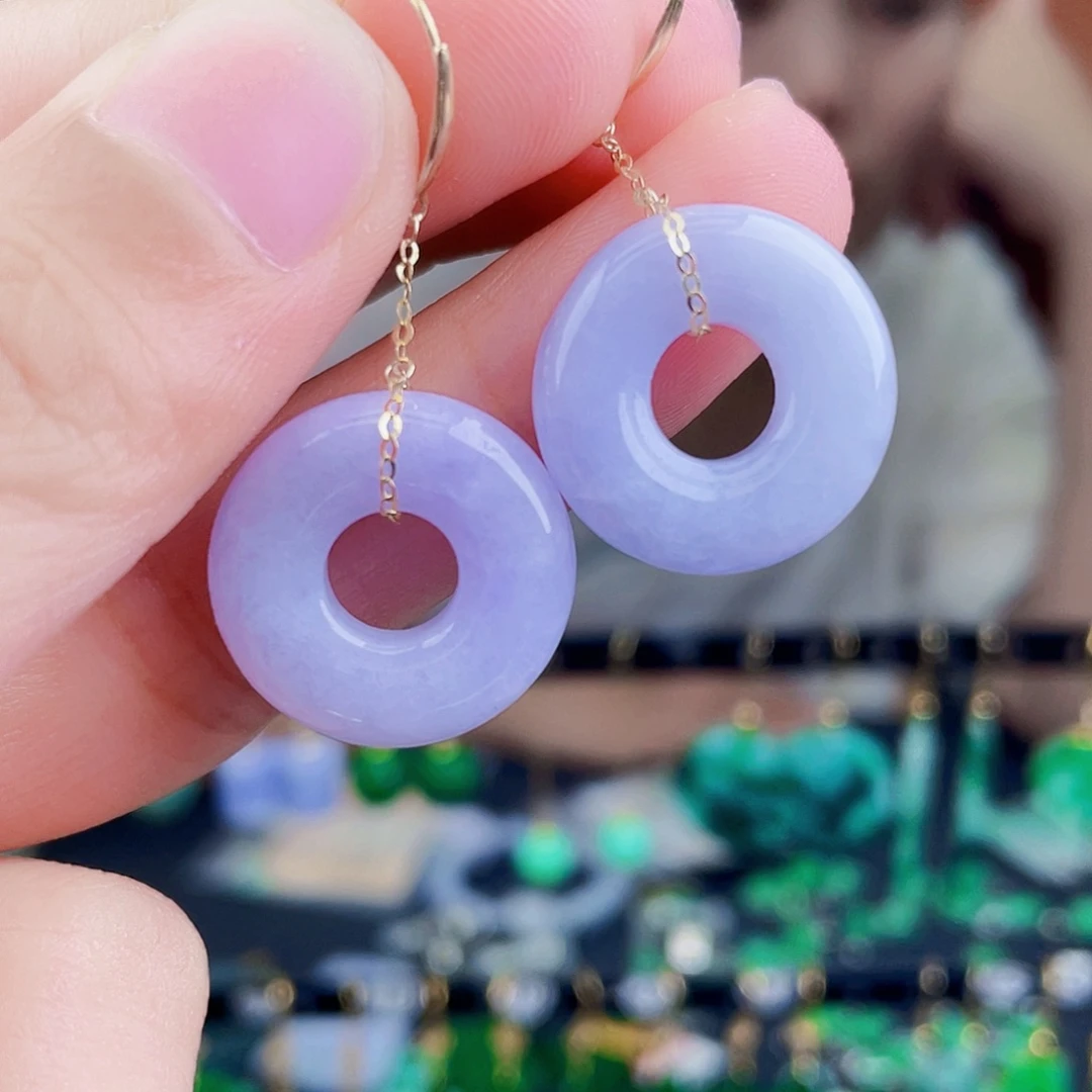 翡翠18K金镶嵌耳饰饰品