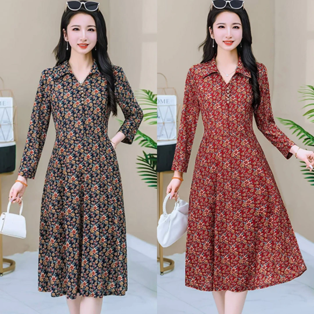 夏季妈妈装碎花连衣裙长款中长款过膝高档洋气显瘦裙子中年女印花