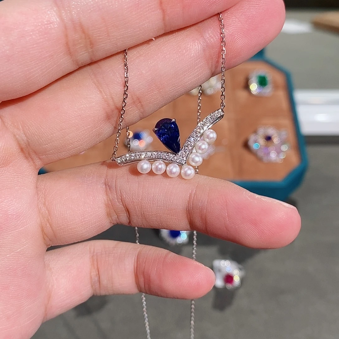 吊坠(不含链)蓝宝石18K金镶嵌1.48ct