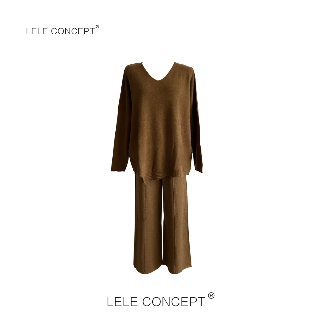 LELE CONCEPT | 时尚简约V领不等式针织套装FT25C0041Y