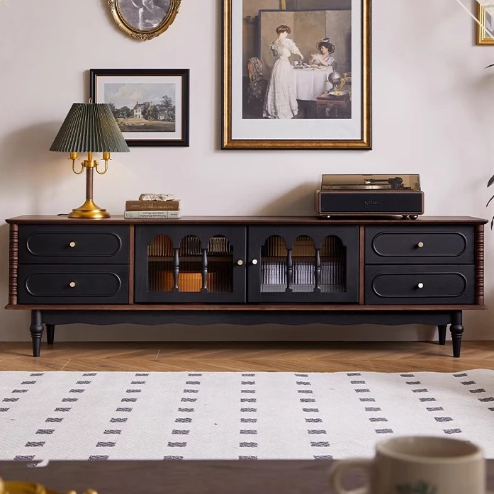 【诺森电视柜】法式复古电视柜中古风落地美式家具客厅【220*40*57】