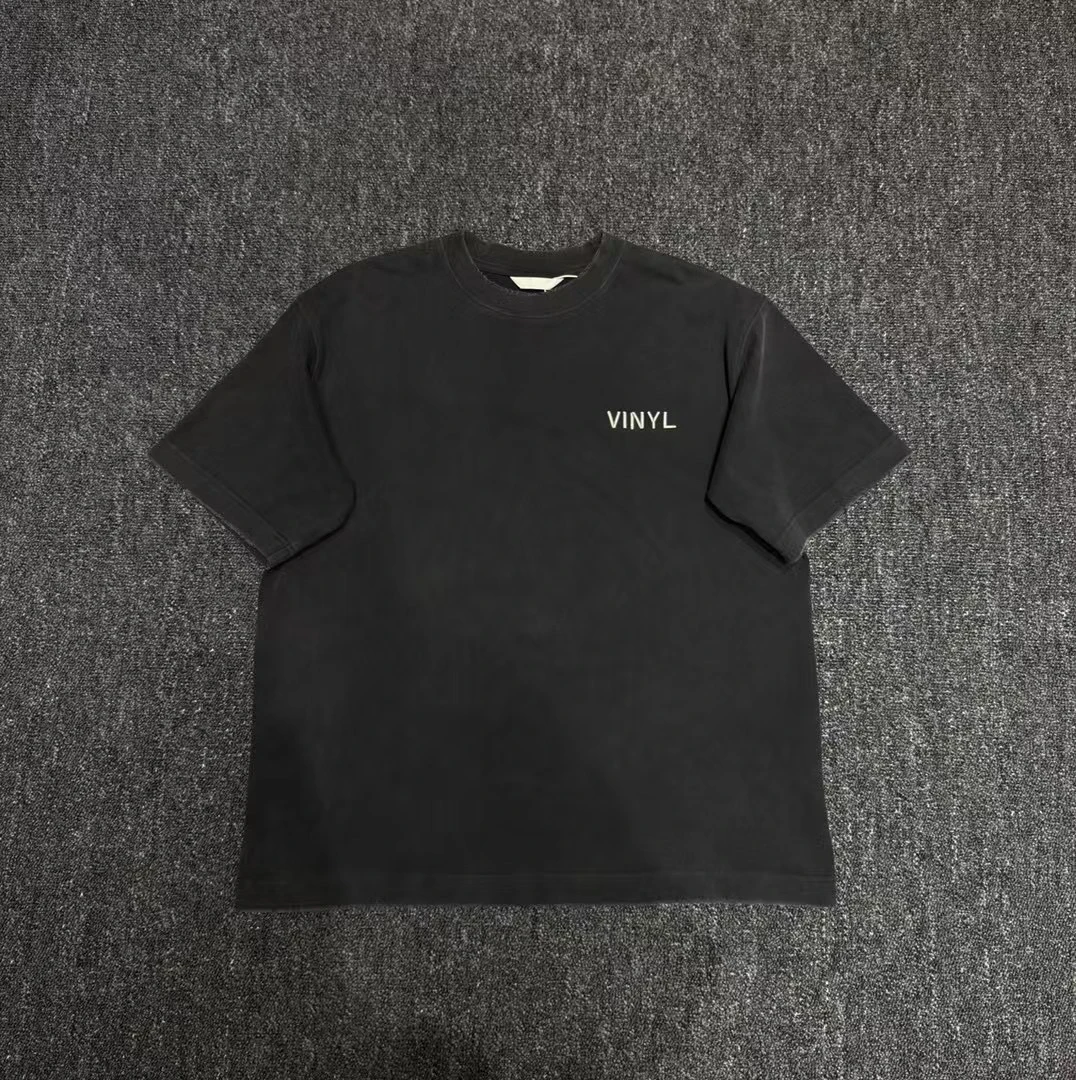 短袖经典水洗唱片圆领上衣T恤夏季字母宽松运动