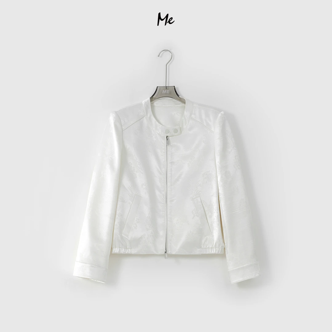 ME【暗纹机车夹克】重工轻奢时尚百搭宽松休闲外套 MEQS1133