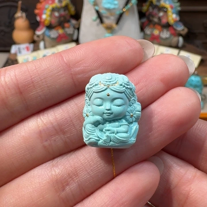 绿松石未镶嵌度母雕刻件