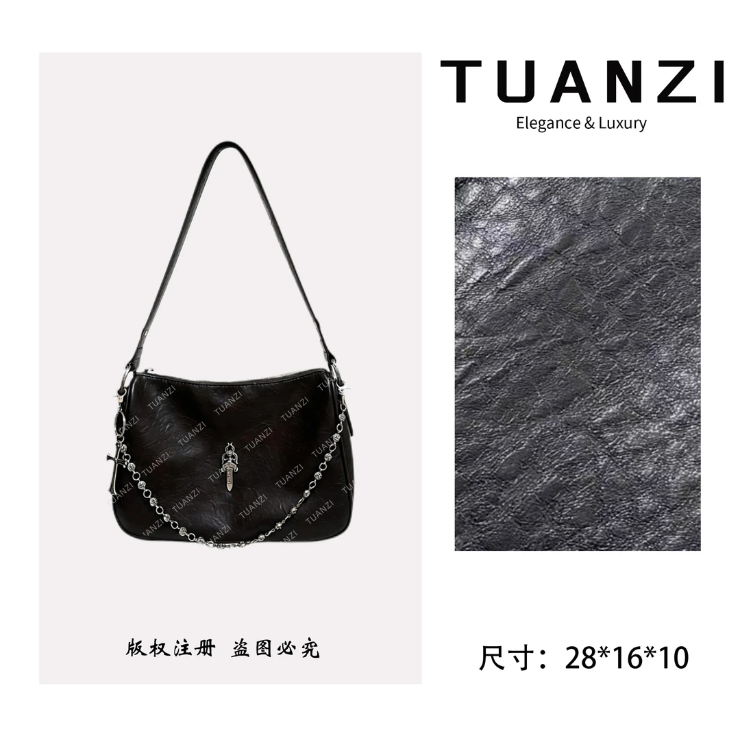 TUANZI『高端玩家』克罗家28cm秋冬新款腋下包 SD-5782-黑武士