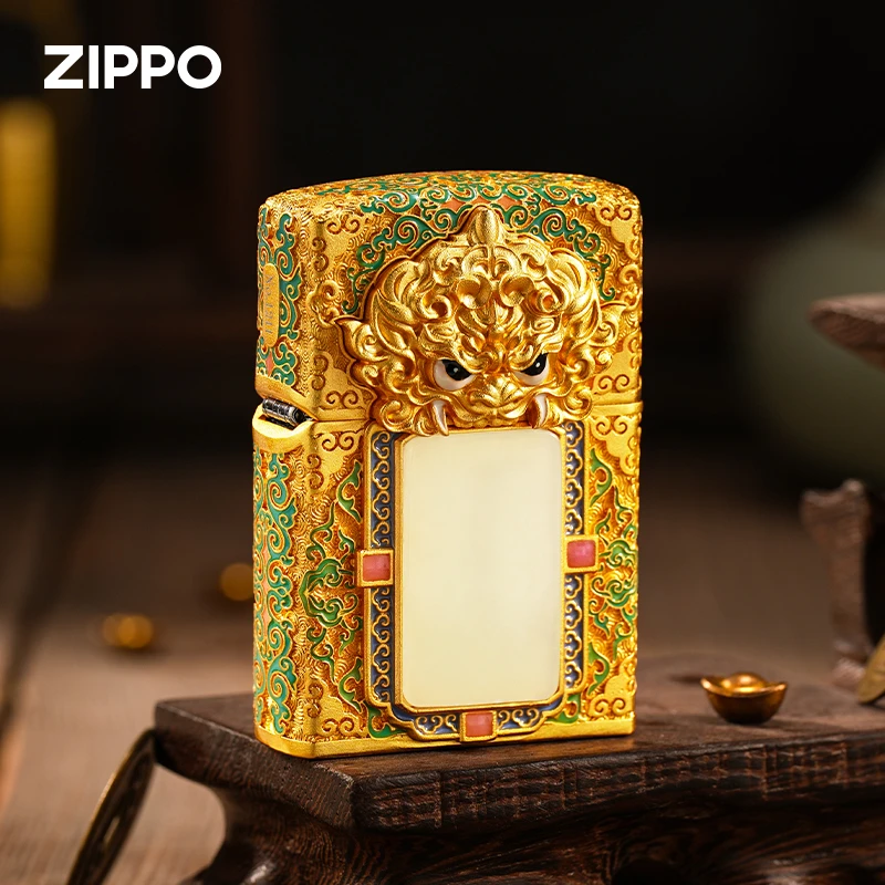 ZIPPO/之宝打火机【金镶玉无事牌】珐琅镀金镶嵌防风煤油打火机DYX1