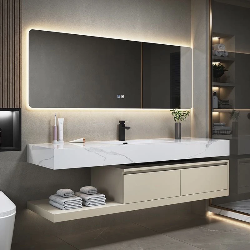 【无缝盆】岩板浴室柜洗漱洗手台洗脸盆柜组合卫浴柜