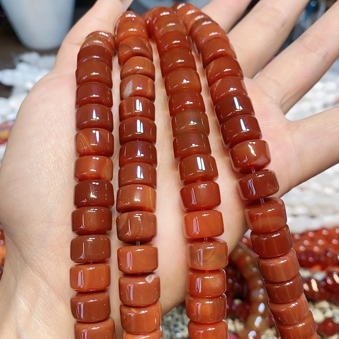 玛瑙/玉髓散珠天然红玛瑙剁珠直切12mm一条