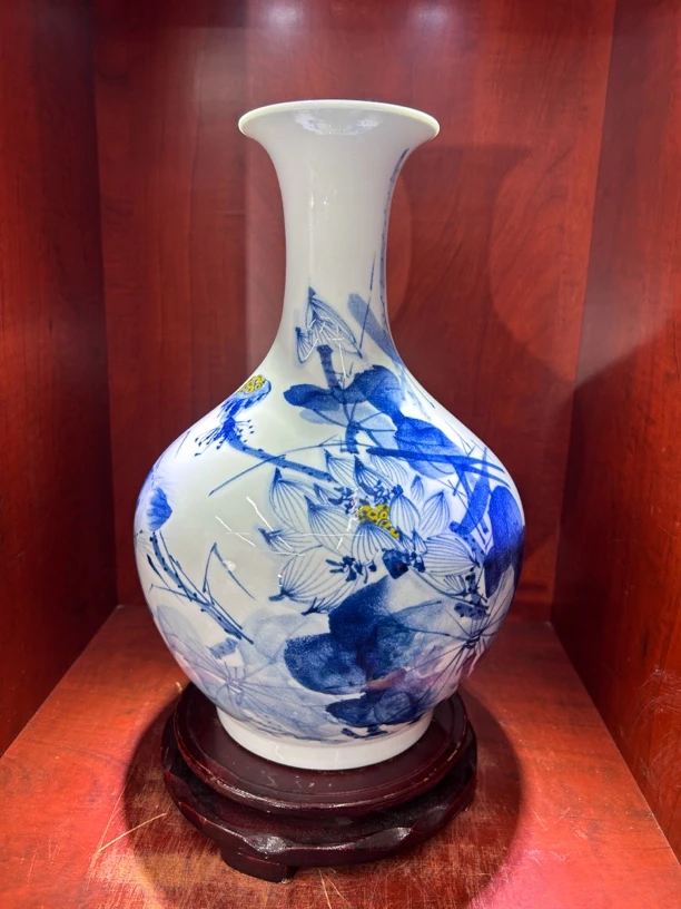 景德镇陶瓷荷塘莲花赏瓶玄关装饰花瓶