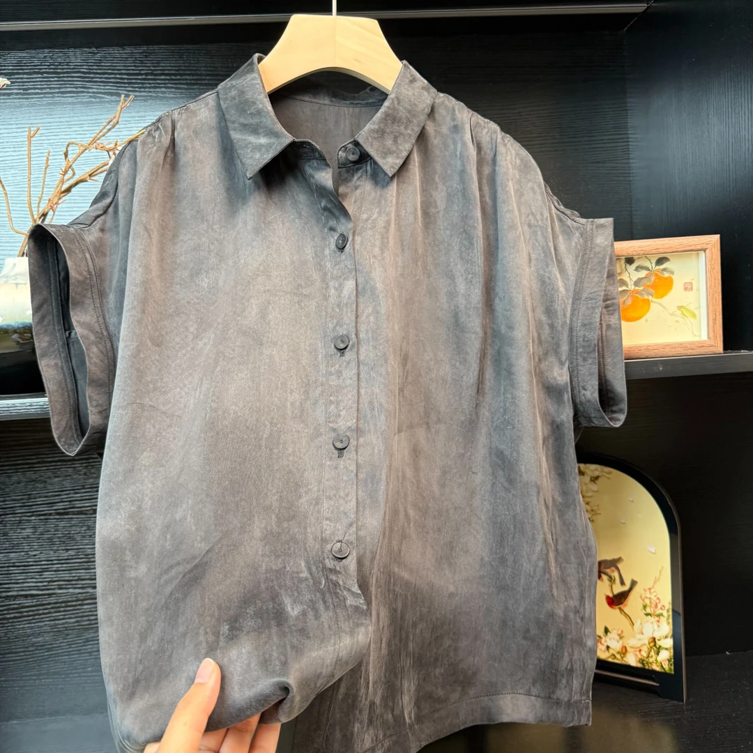 【霜面衬衣】中式改良复古气质素色小衫2561