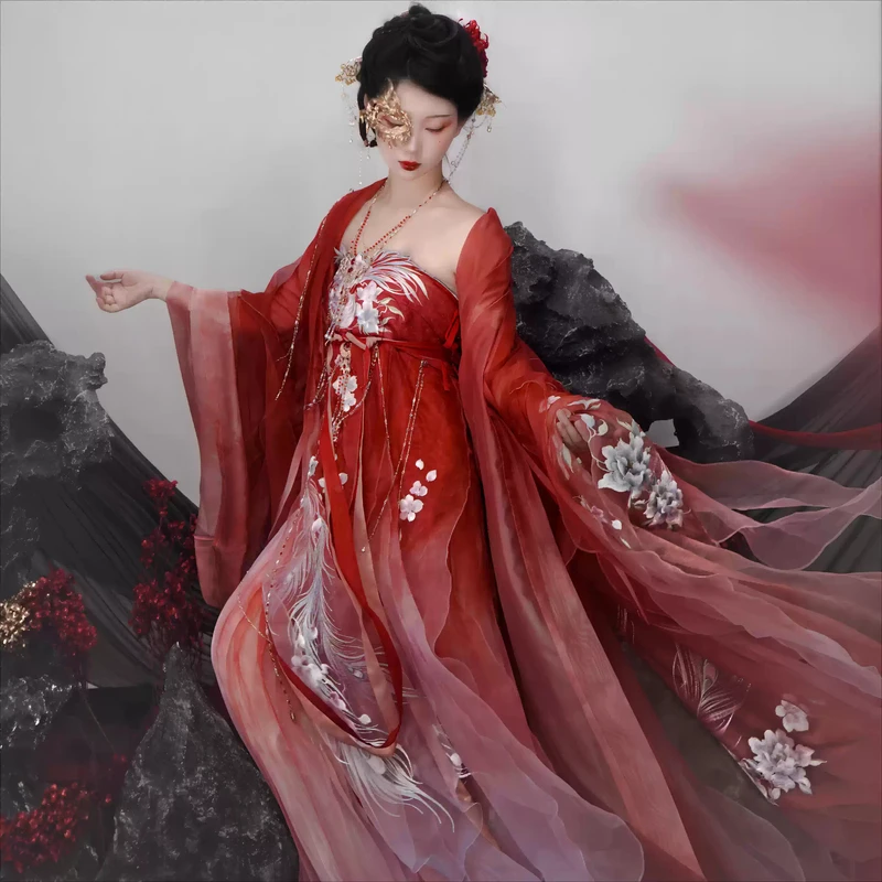 【凤凰齐胸版】大袖诃子裙汉元素重工刺清欢记唐制华丽汉服春夏女款