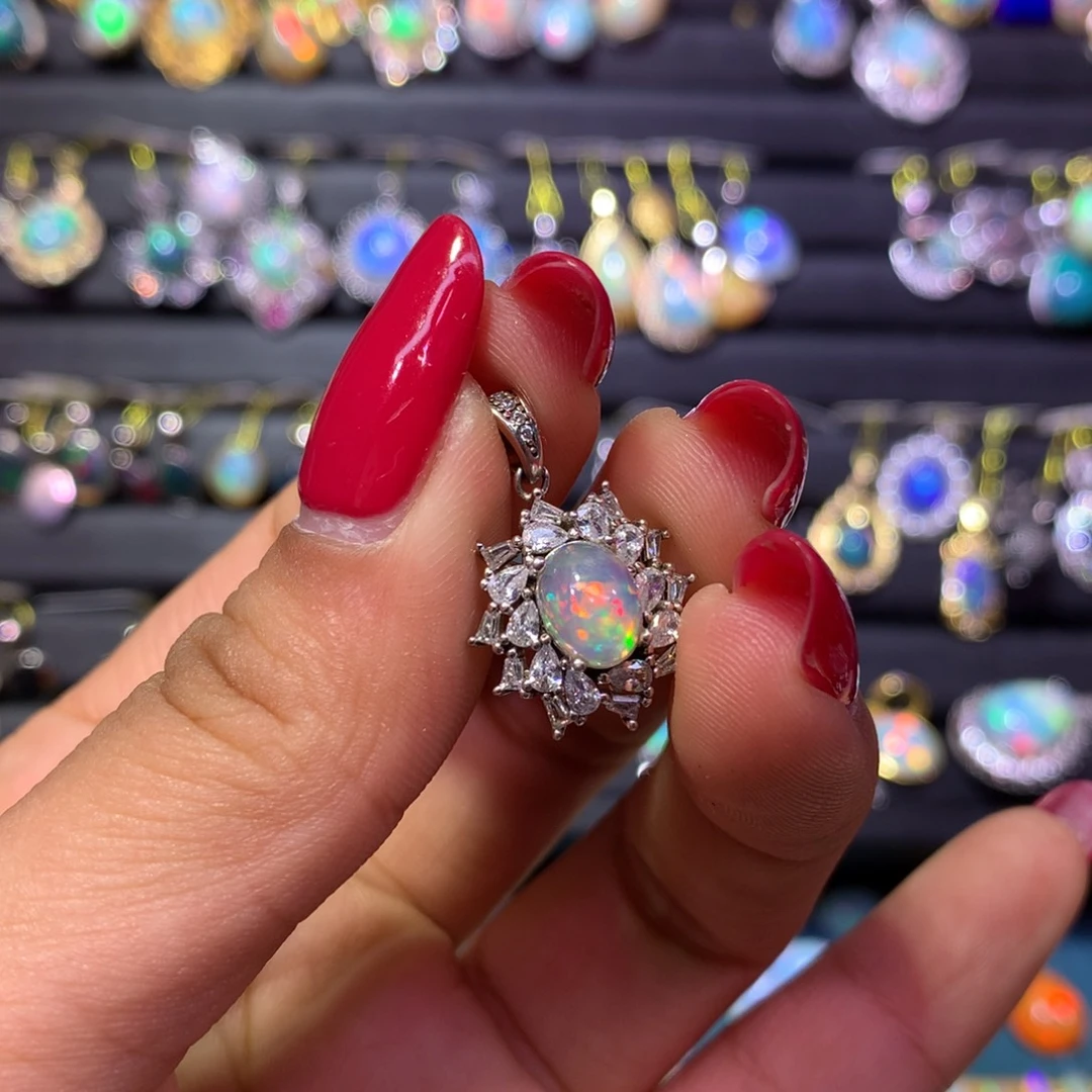 欧泊银S925镶嵌吊坠款