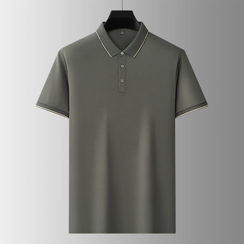 男装夏季新款经典锦氨面料无缝压胶工艺时尚休闲短袖POLO衫