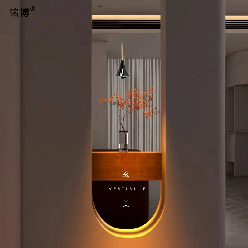 铭博入户玄关吊灯酒店床头长线小吊灯北欧创意升降调节背景墙吊灯