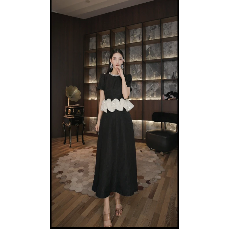 七爷定制 法式气质名媛显瘦优雅时尚连衣裙 45180