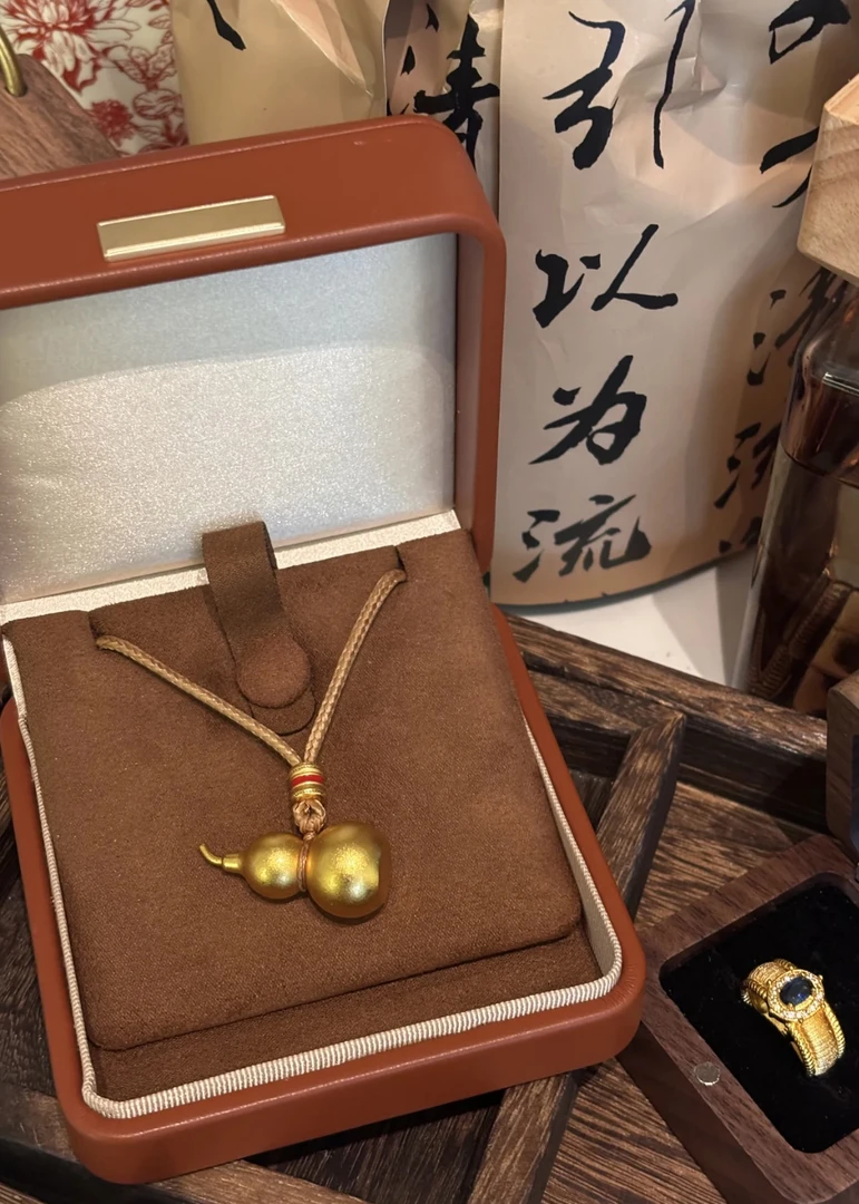 铜合金手链 新中式古法福禄葫芦编绳女款立体百搭时尚实心金色轻