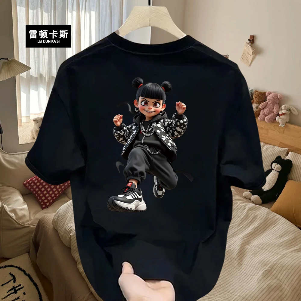 雷顿卡斯国风重磅纯棉短袖T恤青年男女款夏季潮牌哪吒之魔童闹海