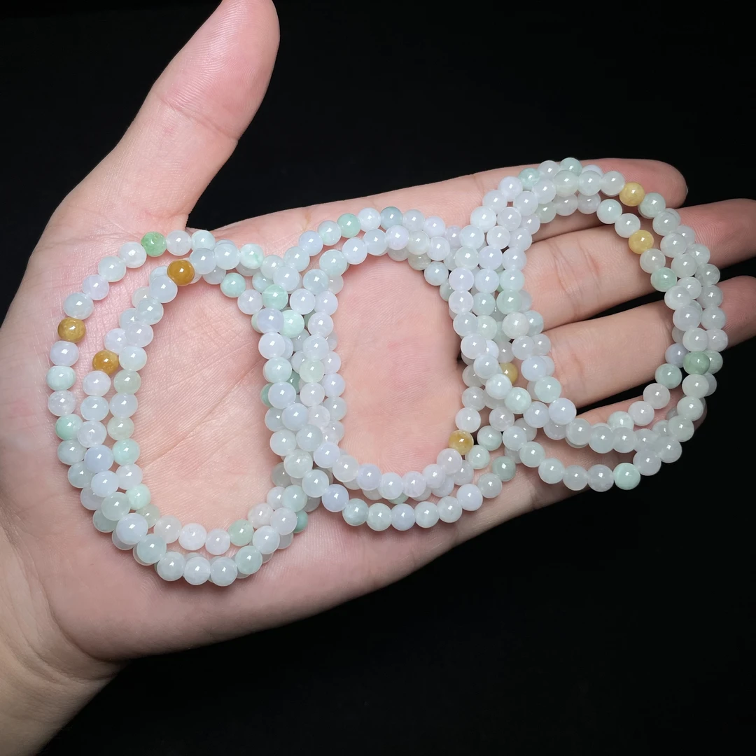 石惑珠宝*翡翠三圈手串约5mm/多样性发一