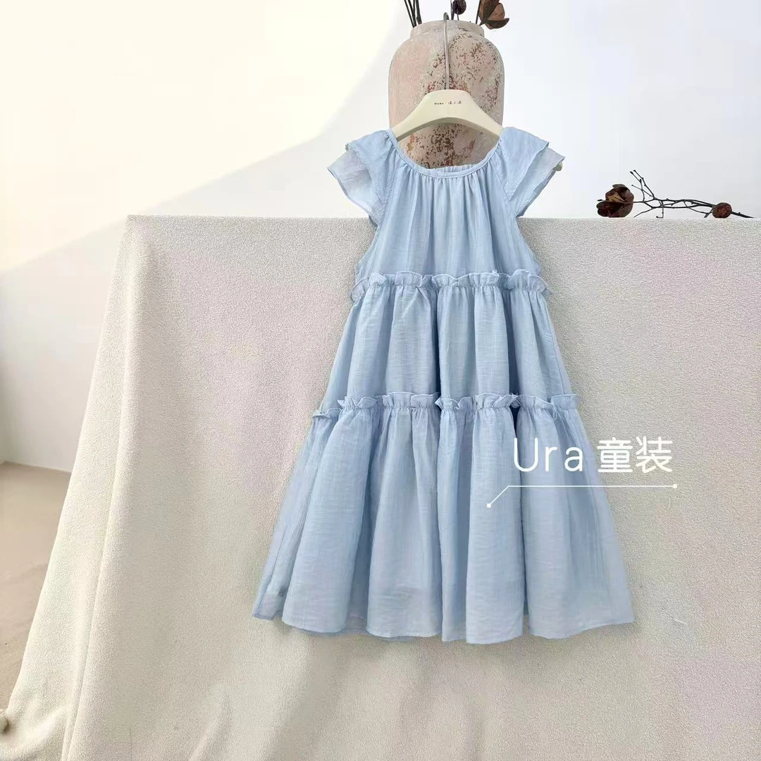 现货【天空之镜】夏季亲子小飞袖天丝连衣裙   UQ25120