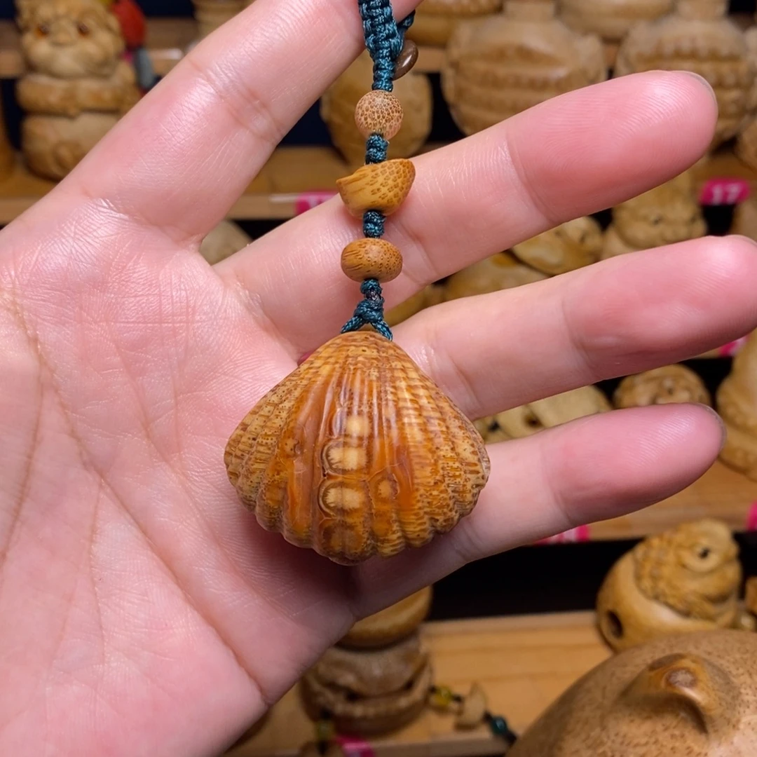 竹笑口常开贝壳铃铛挂坠