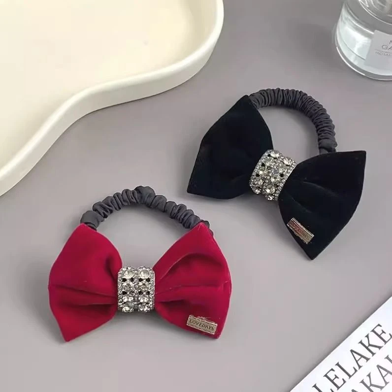 发绳女2024新款丝绒蝴蝶结肠圈韩版女头绳高弹力皮筋气质发圈