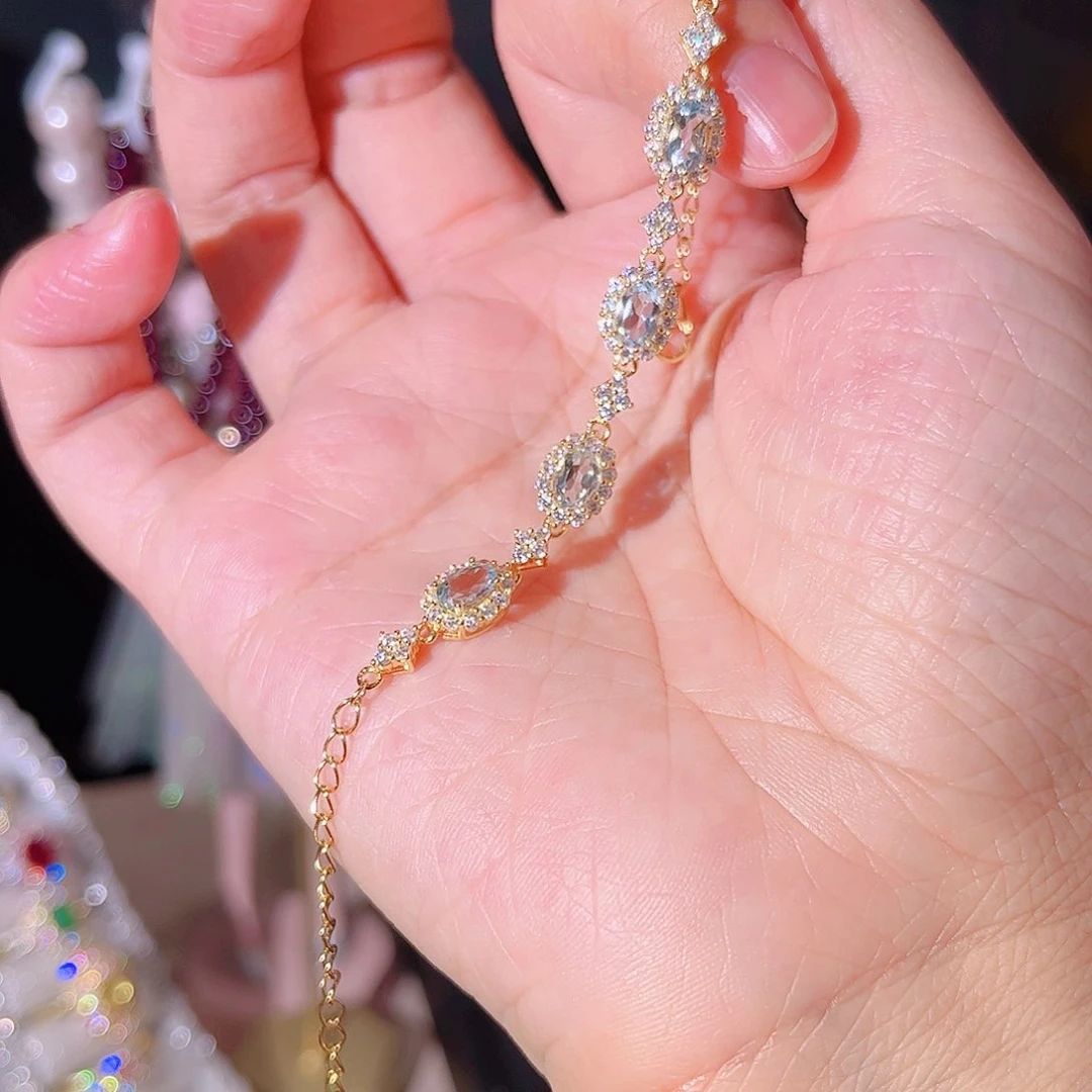 托帕石手链银S925镶嵌