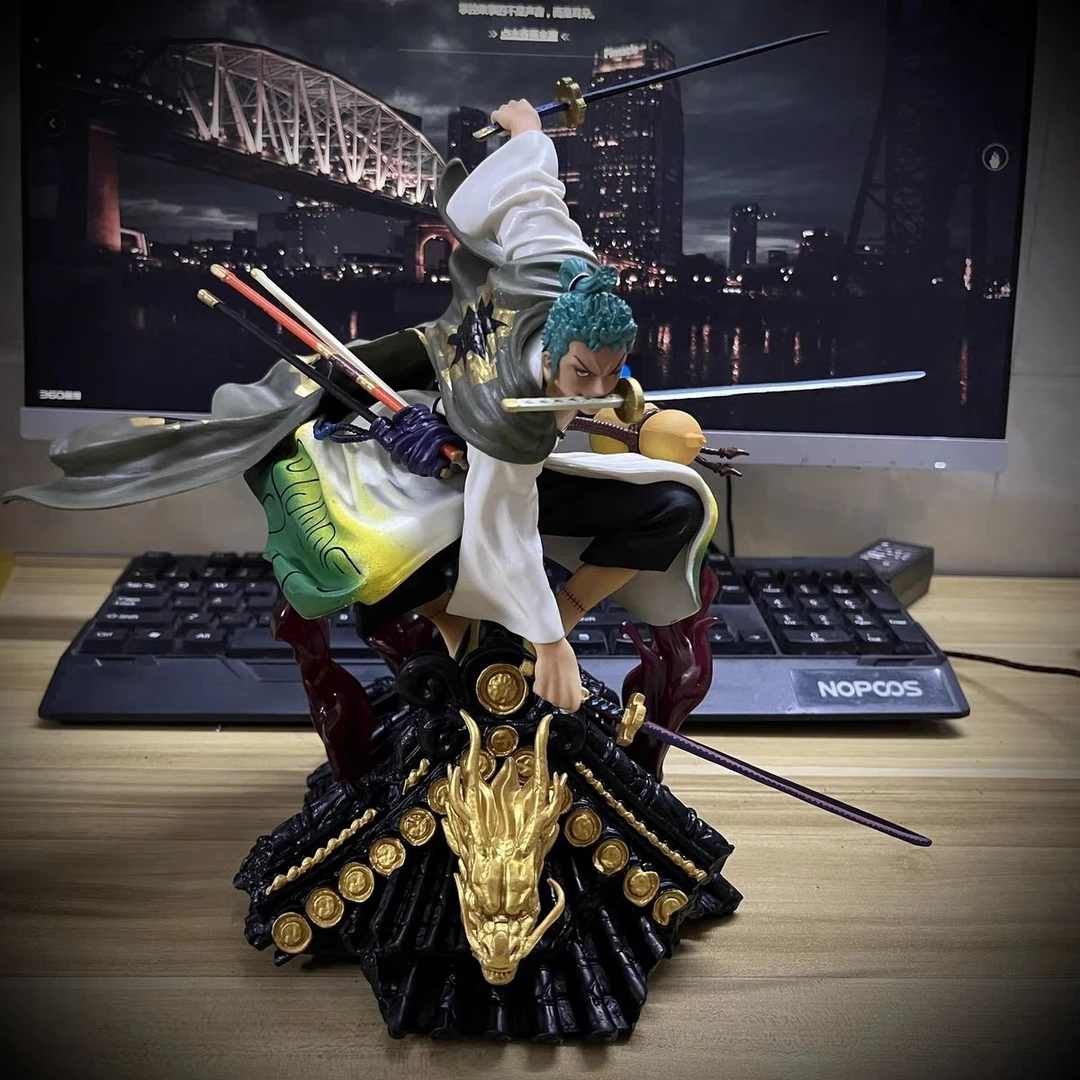 海贼王 和服索隆 大号屋顶索隆 三刀流场景 动漫手办潮玩雕像摆件