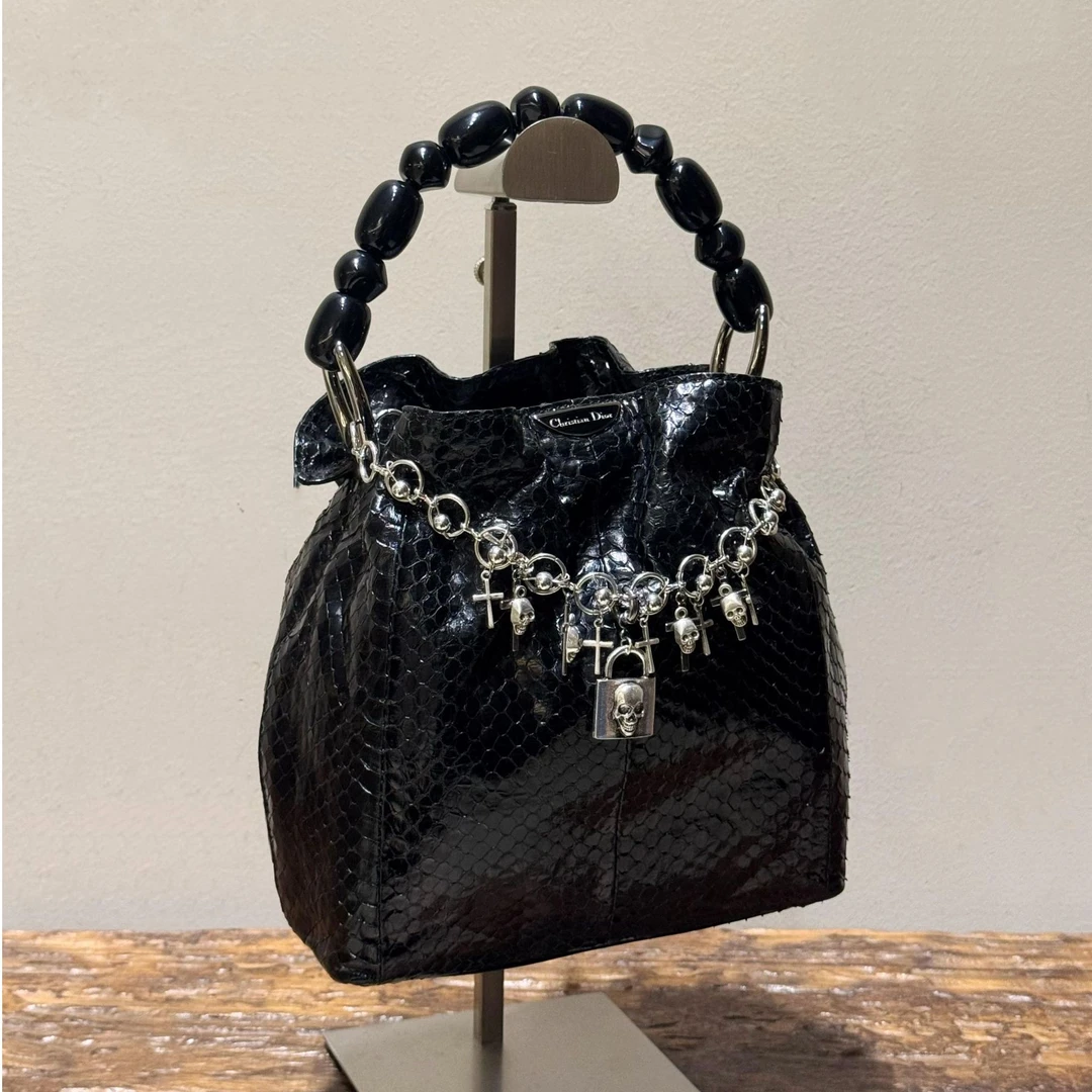 95新 DIOR/迪奥 全蛇皮手提福袋包